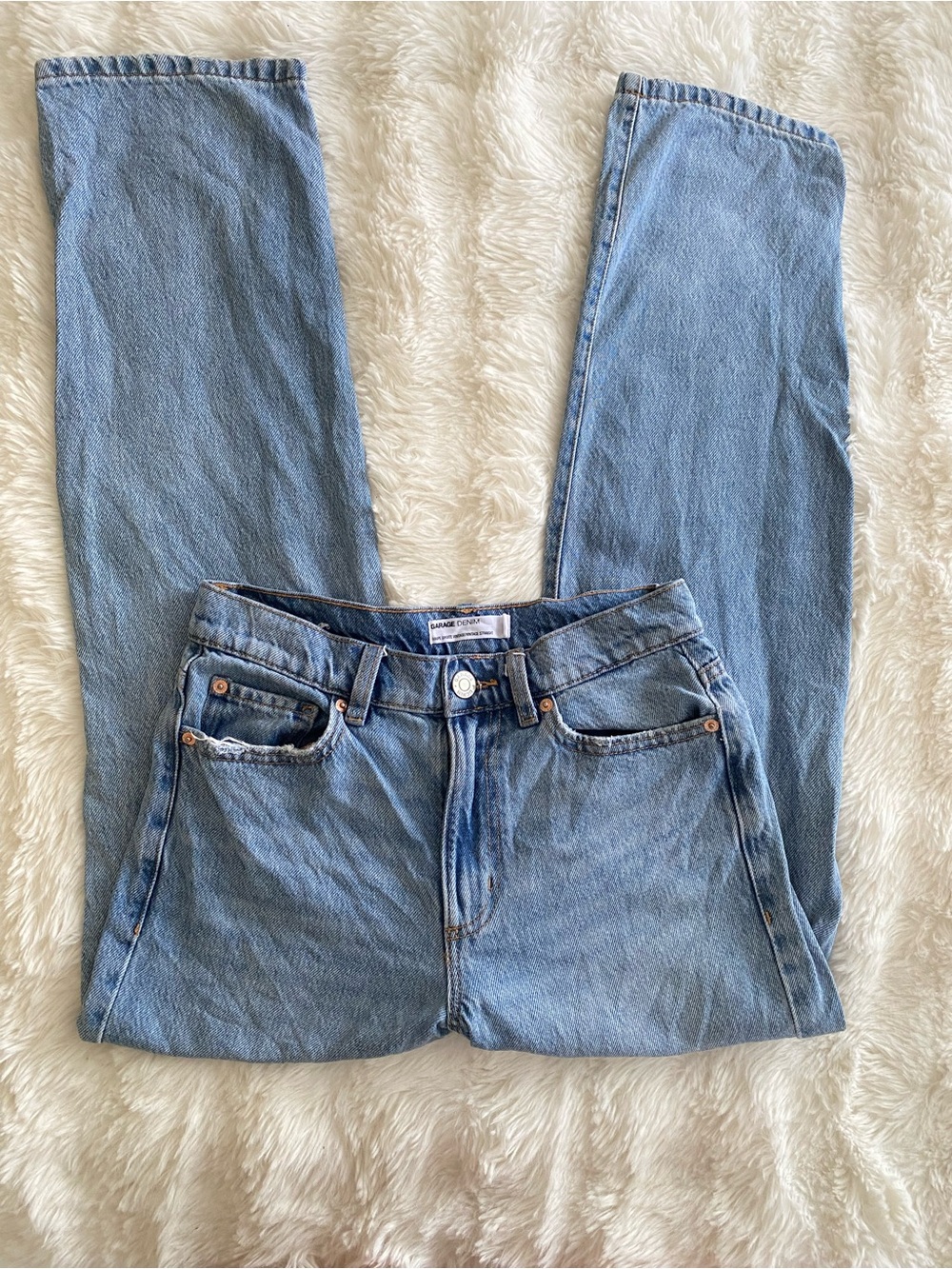 Garage Light Blue High-Rise Straight Leg Jeans